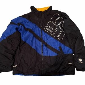 Columbia 90s Vintage Columbia Puffer Jacket Size L Black Blue Colorblock Logo